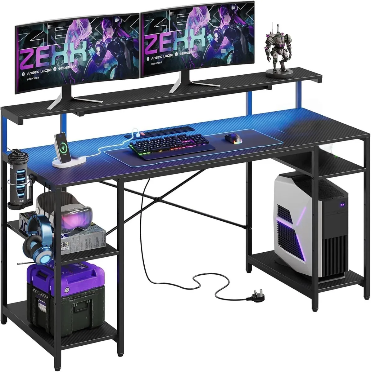 140CM Computer Desk with Power Outlets LED - Image 1