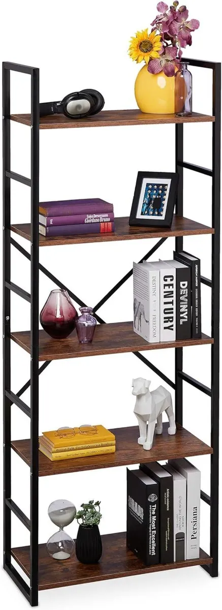 Bookcase with 5 Levels Industrial Look - Image 1