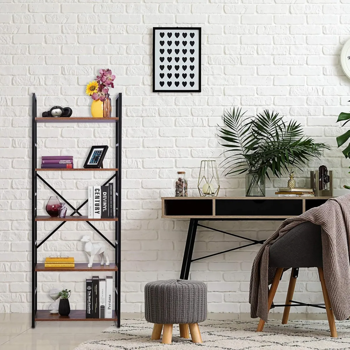 Bookcase with 5 Levels Industrial Look - Image 2