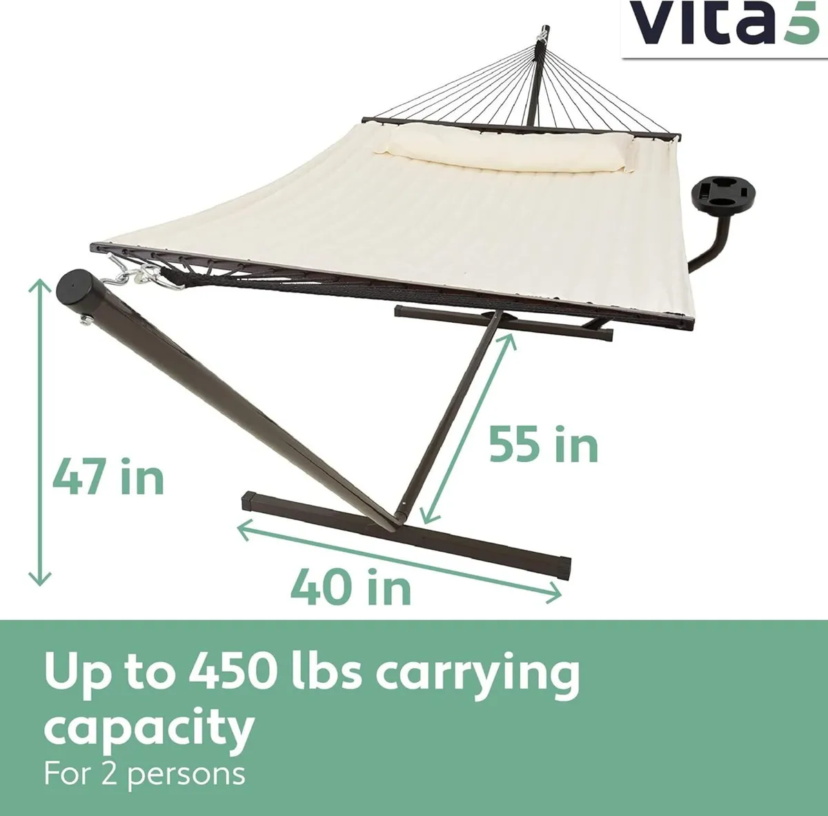 Double Hammock with Stand and Side Table 200 - Image 3