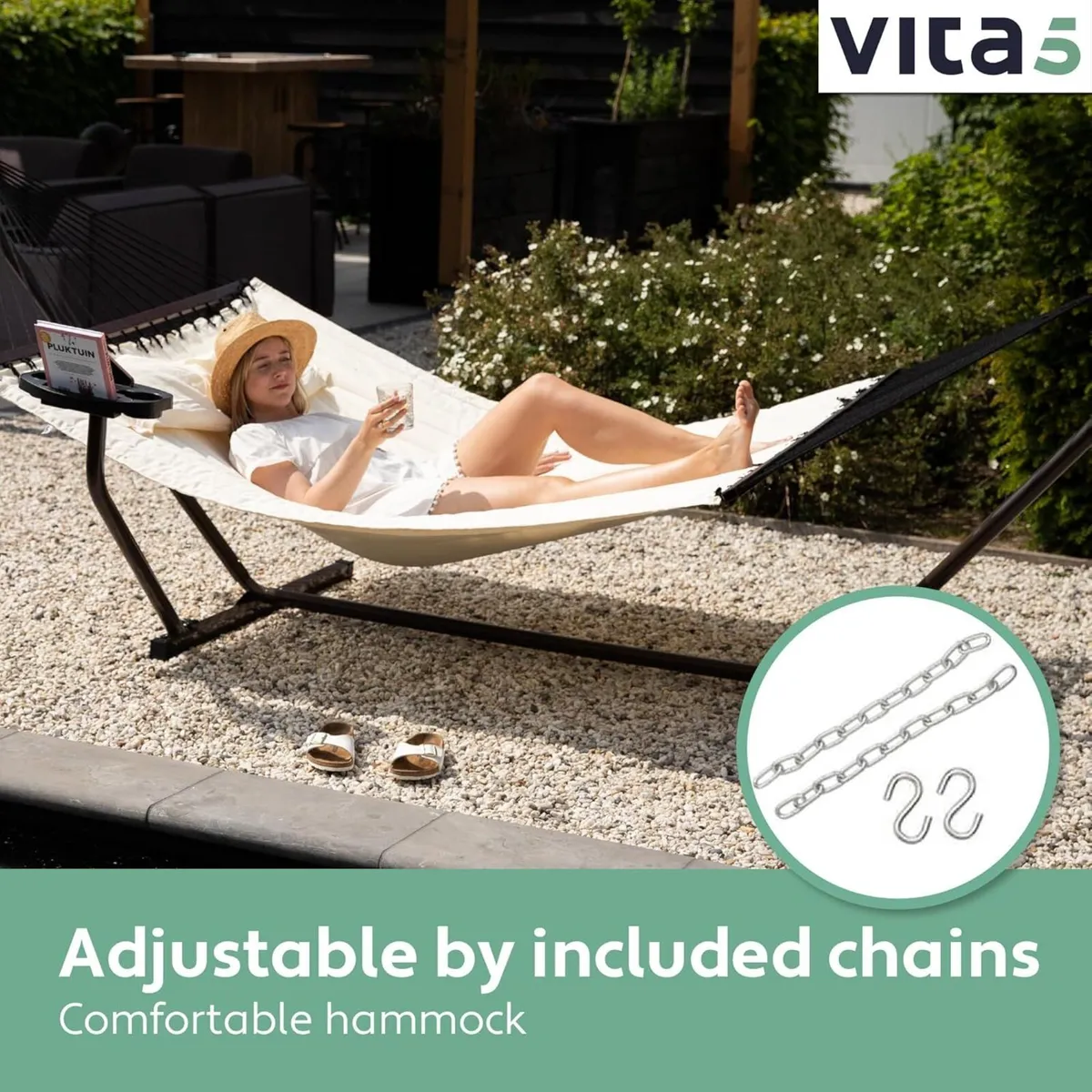 Double Hammock with Stand and Side Table 200 - Image 4