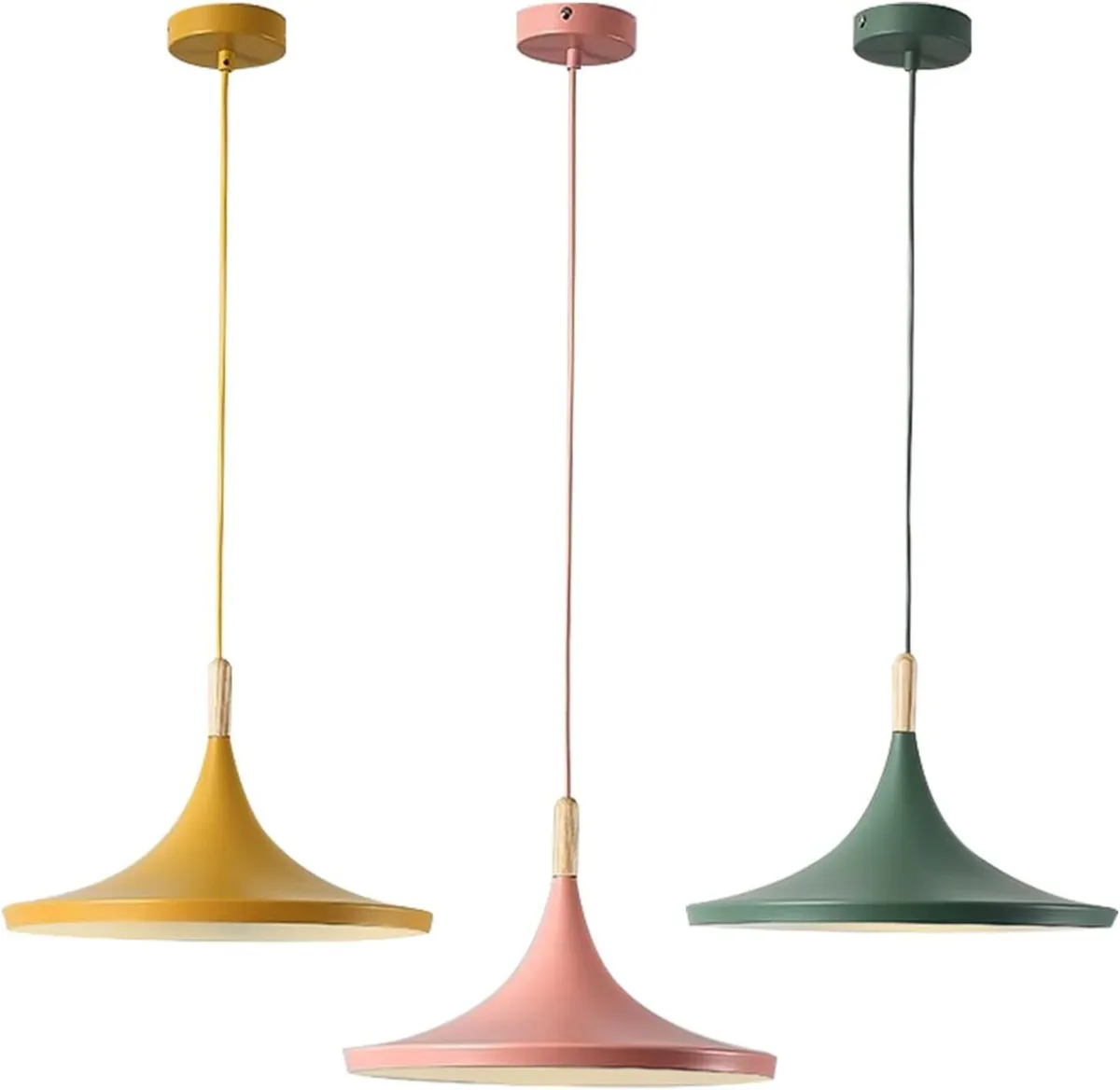 3-Pack Modern Macaron Colourful Cone Pendant Light - Image 1