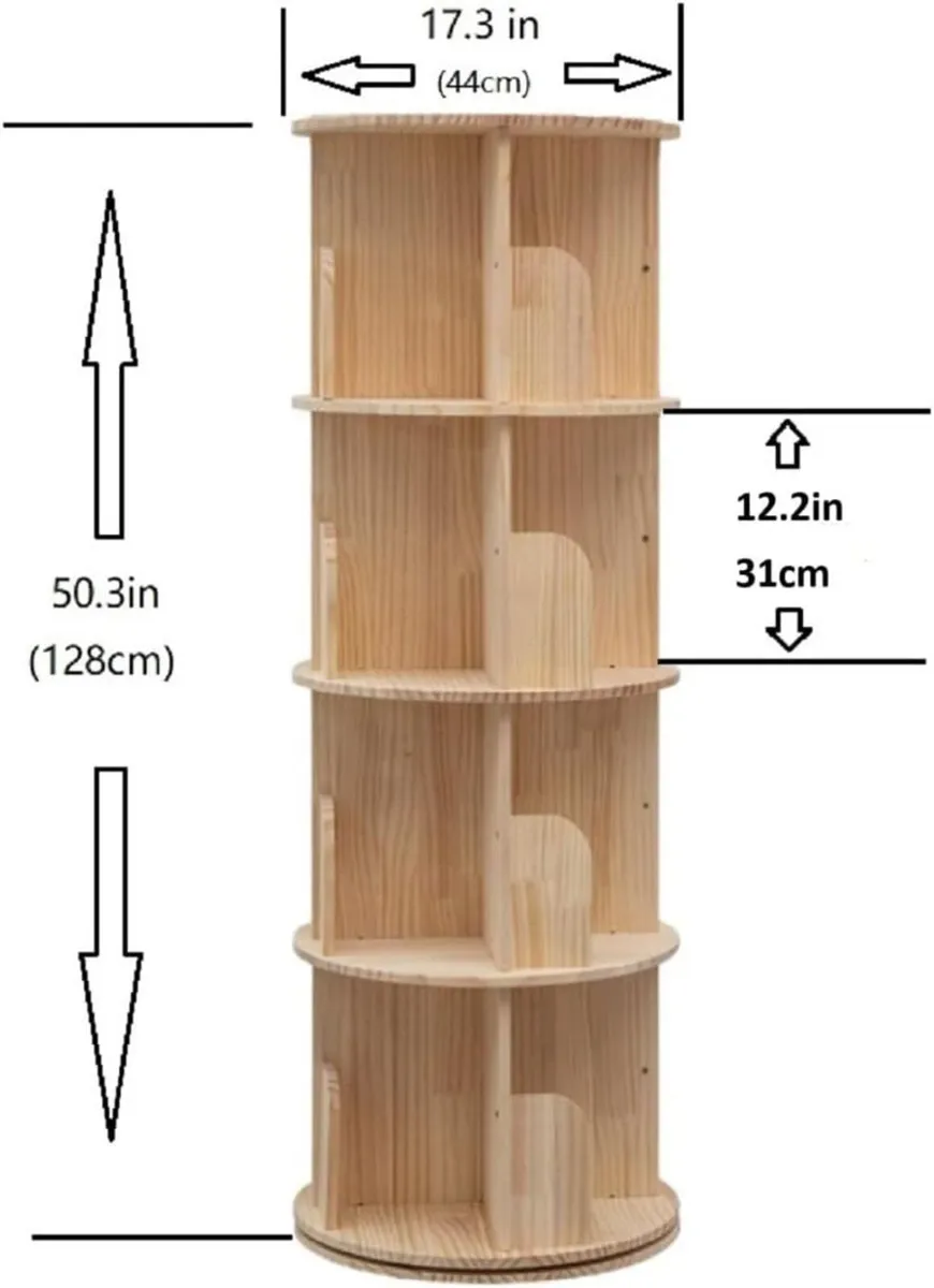 Rotating Bookshelf 360 Display 4 Tier Floor - Image 2
