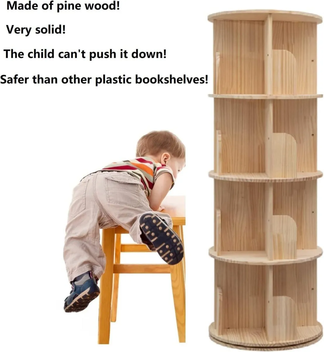 Rotating Bookshelf 360 Display 4 Tier Floor - Image 3