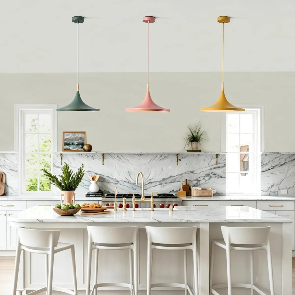 3-Pack Modern Macaron Colourful Cone Pendant Light - Image 4