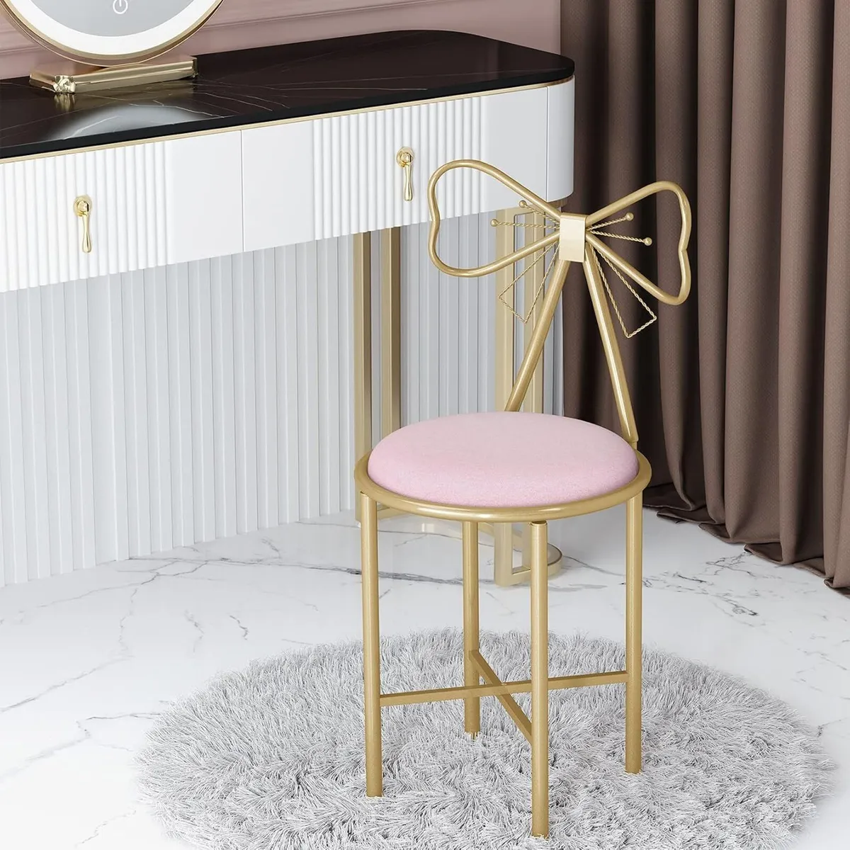 Glam Butterfly Back Vanity Chair Velvet Makeup - Image 2