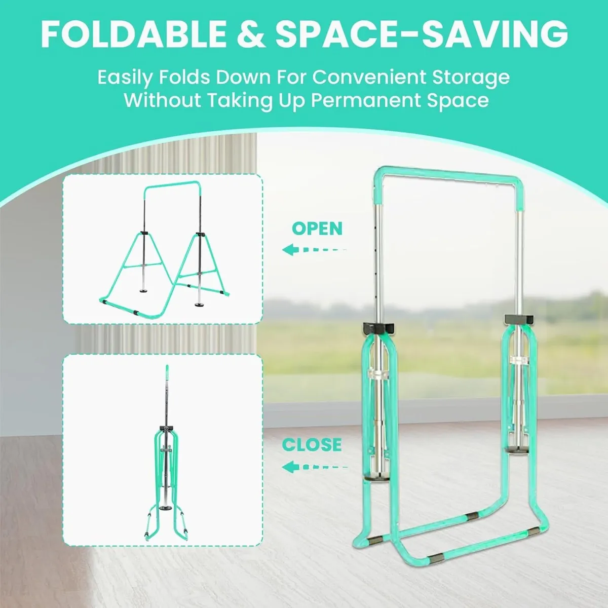 Kids Gymnastics Bar Foldable with Flying Ring - Image 4