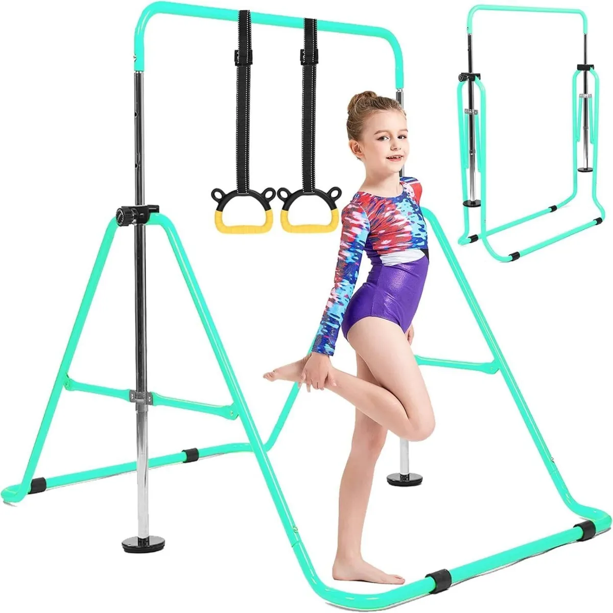 Kids Gymnastics Bar Foldable with Flying Ring - Image 1