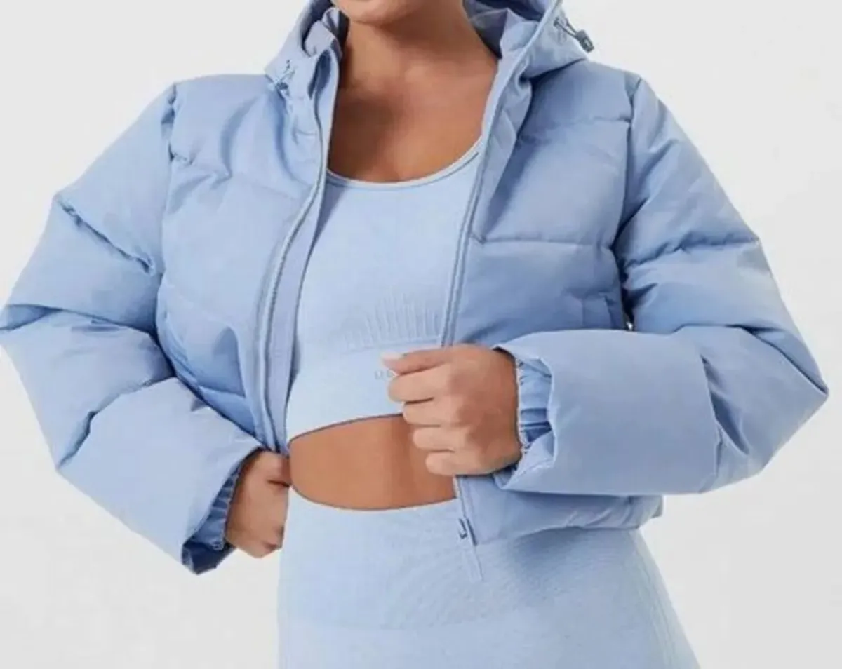 USA Pro Cropped Puffer Jacket Blue - Image 1