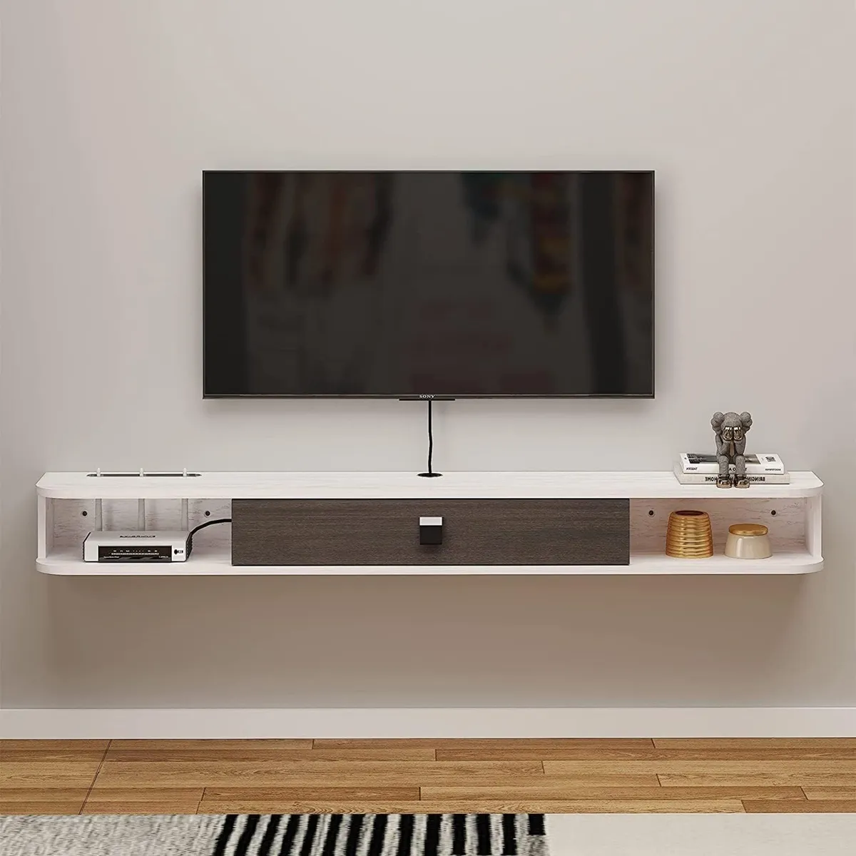 Floating TV Stand Wall Mounted Cabinet Shelves - Image 2