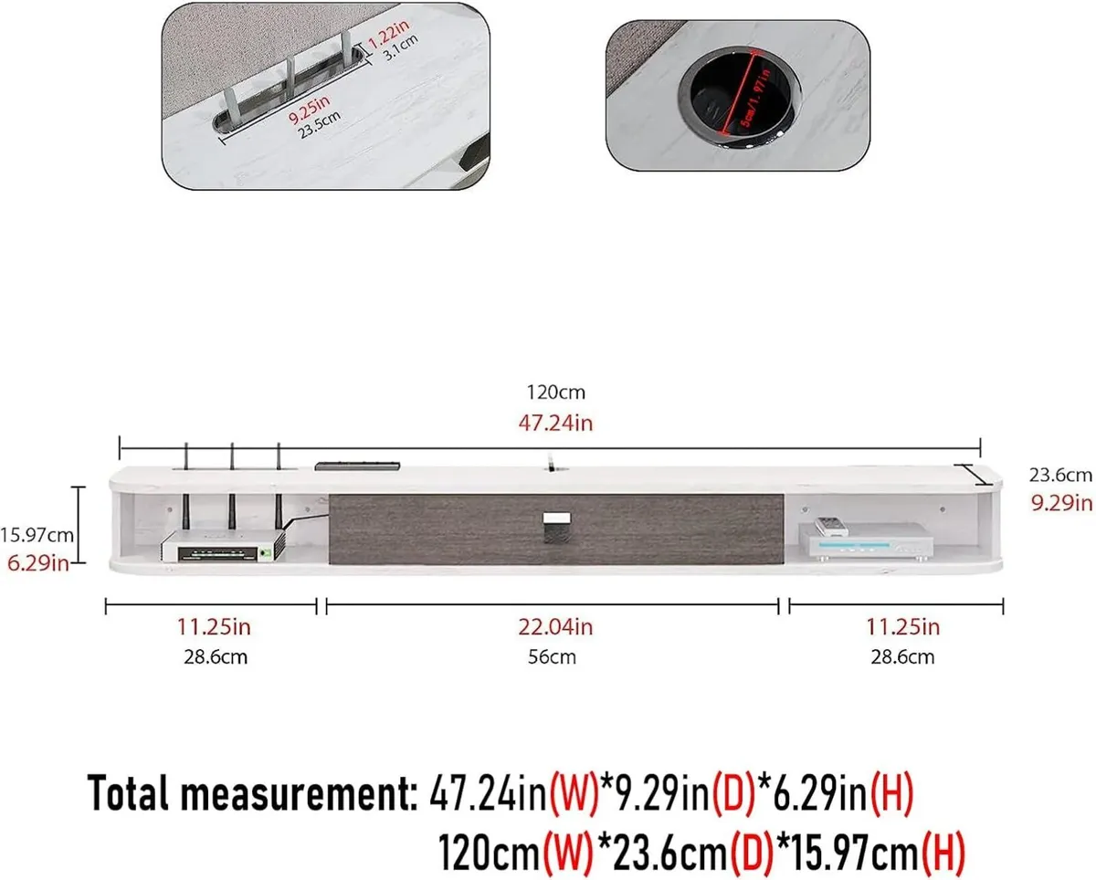 Floating TV Stand Wall Mounted Cabinet Shelves - Image 4