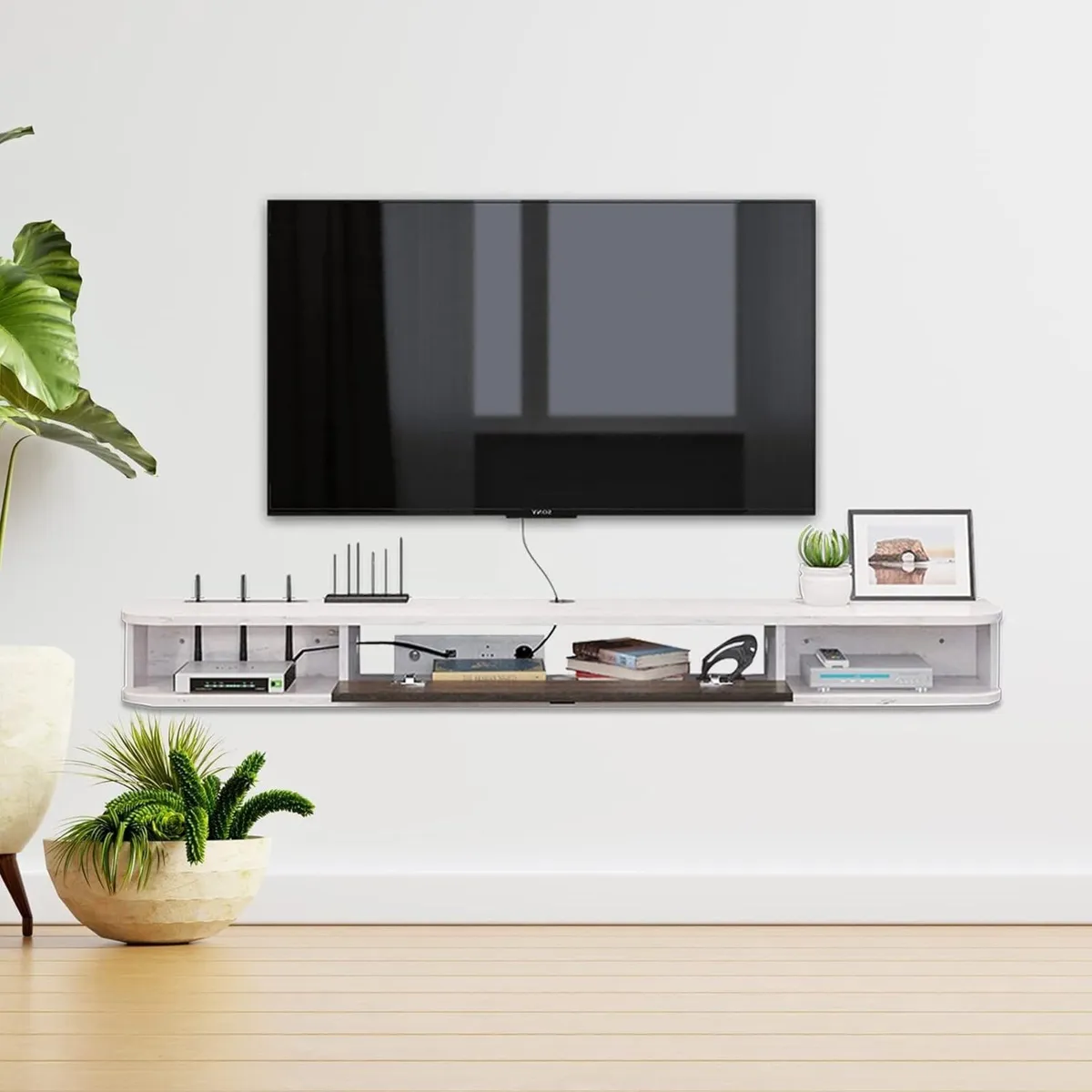 Floating TV Stand Wall Mounted Cabinet Shelves - Image 3