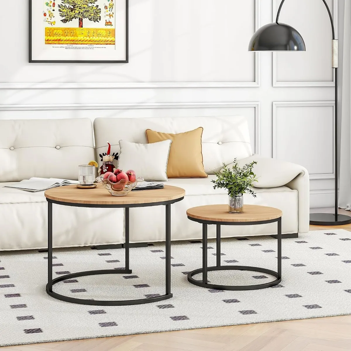 Round Nesting Coffee Table End Tables for Living - Image 3