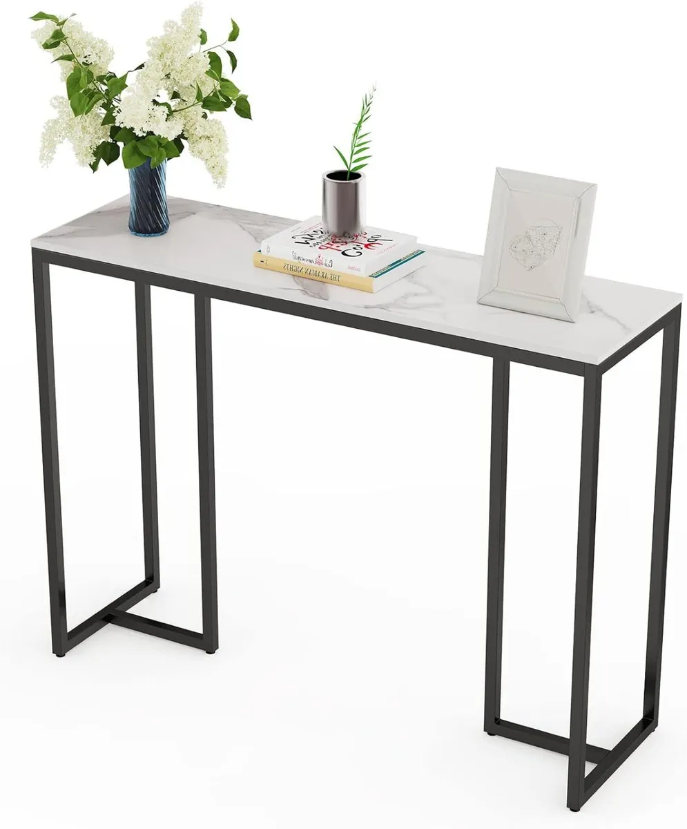 Slim Console Table Hallway Unit: Marble Top - Image 1