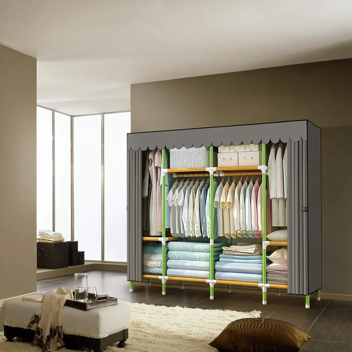 Portable Wardrobe Closet Storage Organiser Cloth - Image 2