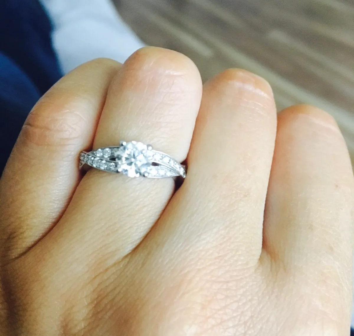 Platinum Diamond Engagement Ring GIA Certified - Image 2