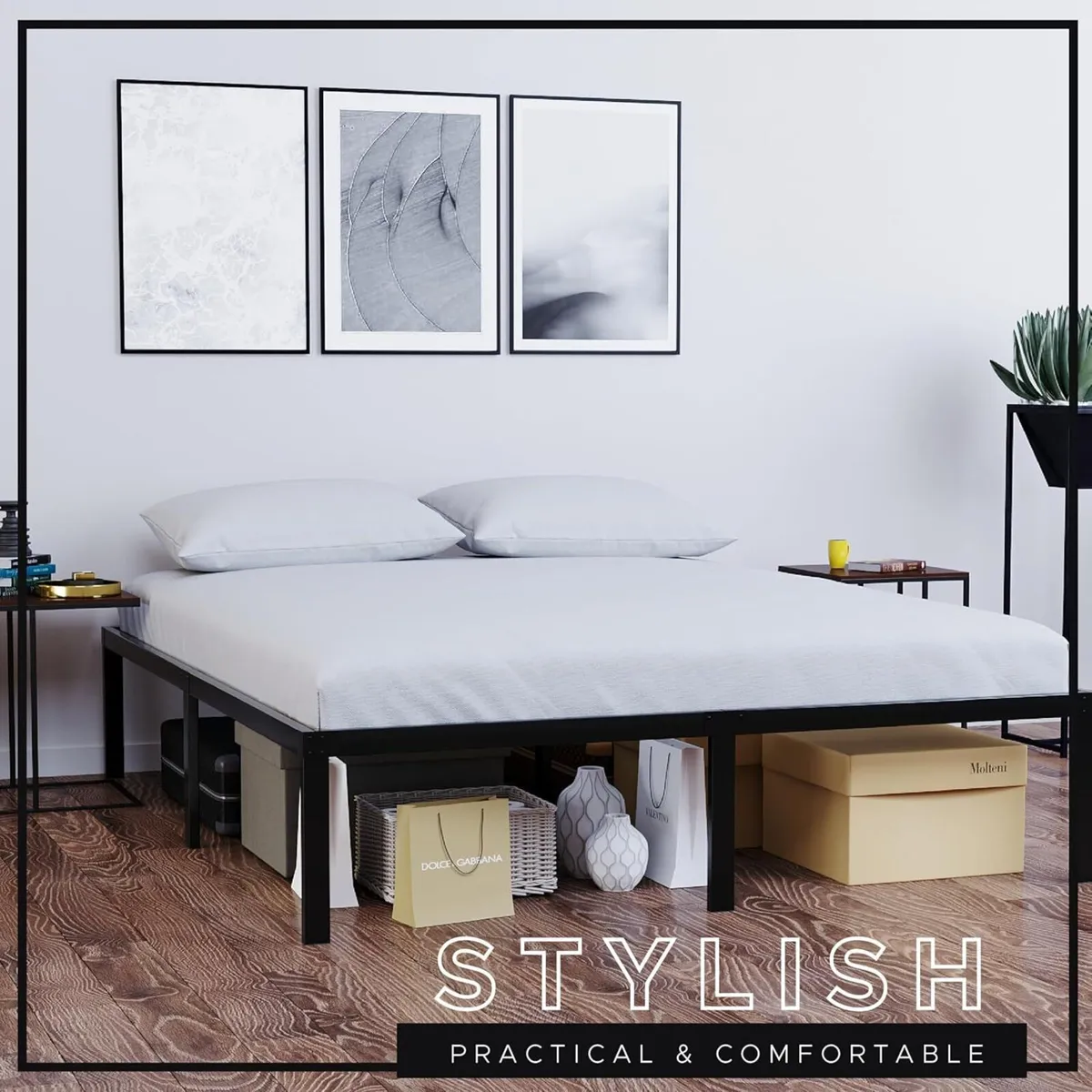 Bed Frame Metal with Storage Sturdy and 20min - Image 3