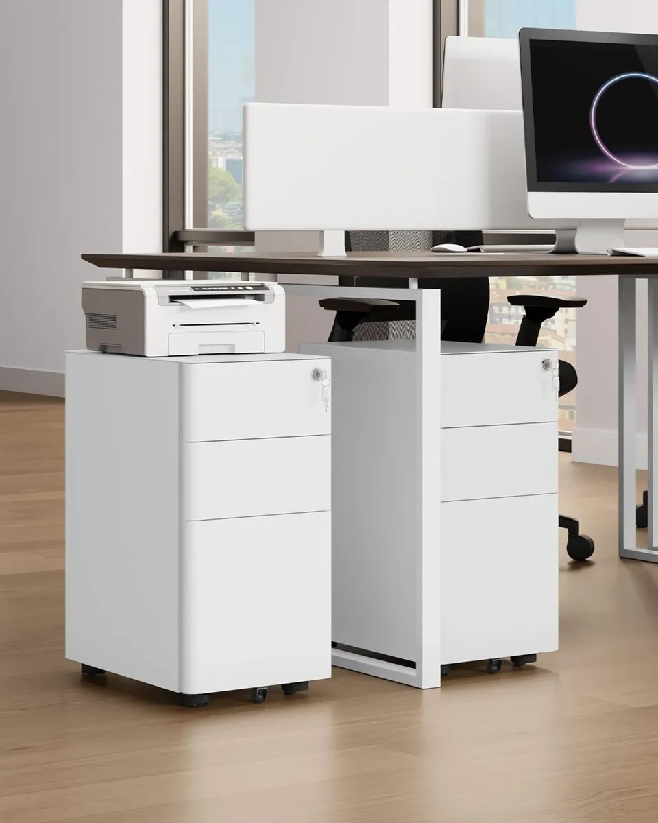 Metal File Cabinet with 3 Lockable Drawers Mobile - Image 2