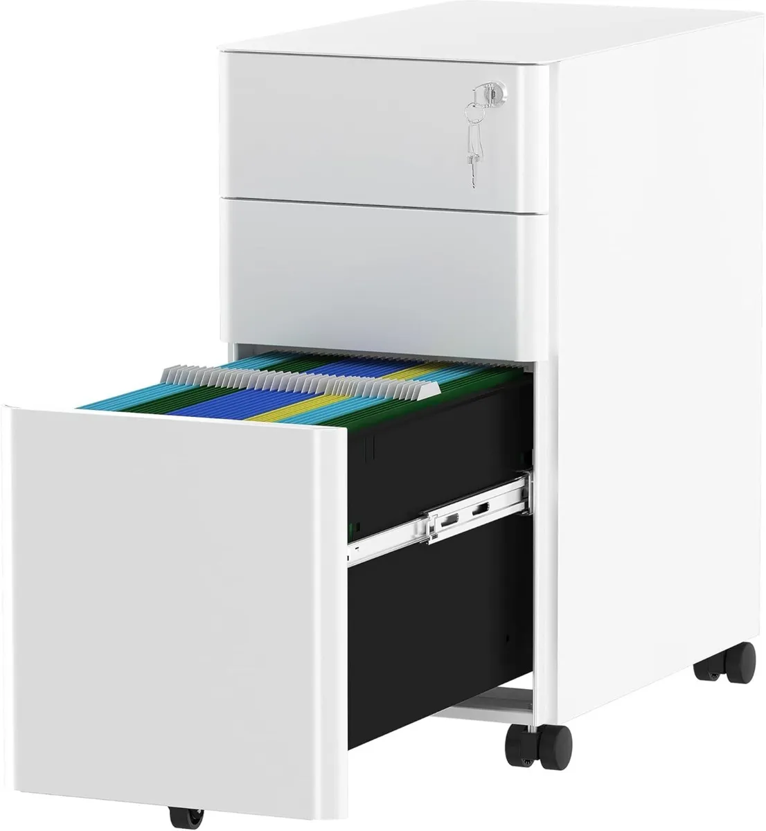 Metal File Cabinet with 3 Lockable Drawers Mobile - Image 1
