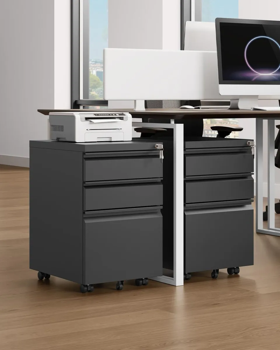 3-Drawers Lockable File Cabinet for Letter Legal - Image 2