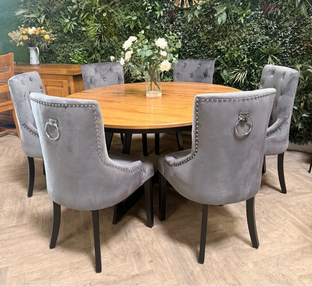 CALIA oak dining table with 6 chairs *ex-display* - Image 2