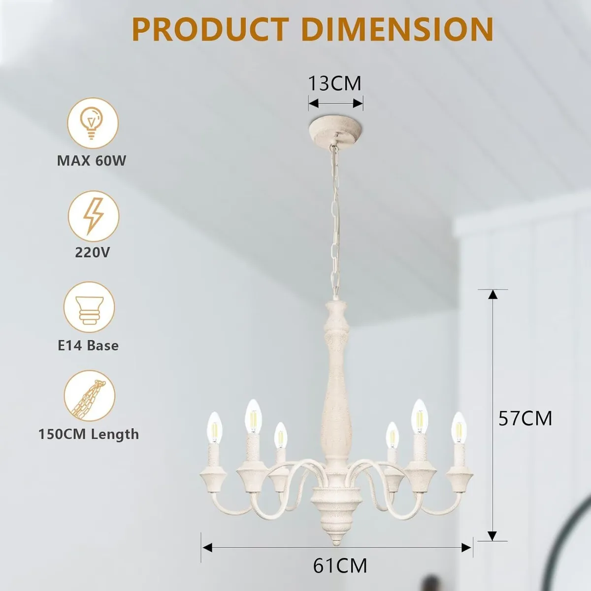 8 Lights Vintage Chandelier Farmhouse Metal - Image 3