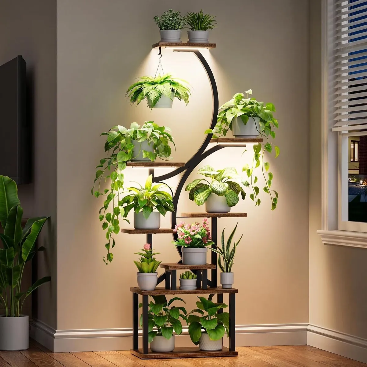 8-Tiered Plant Stand with Grow Lights 62" Tall - Image 1