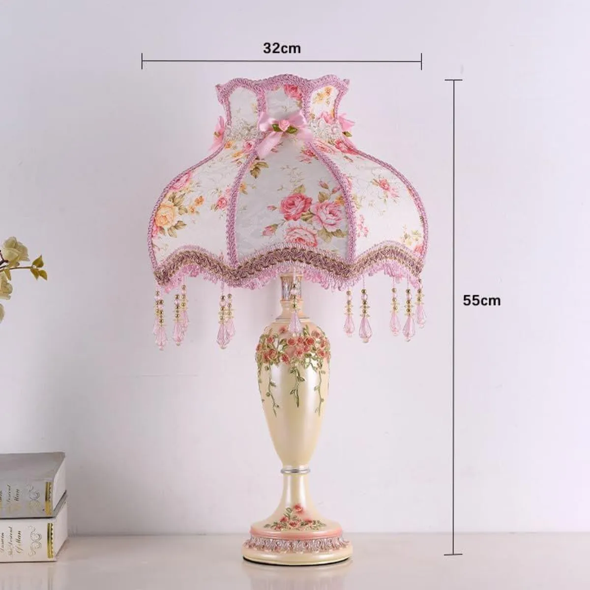 Antique Victorian Lamp with Fringe Lace Vintage - Image 4