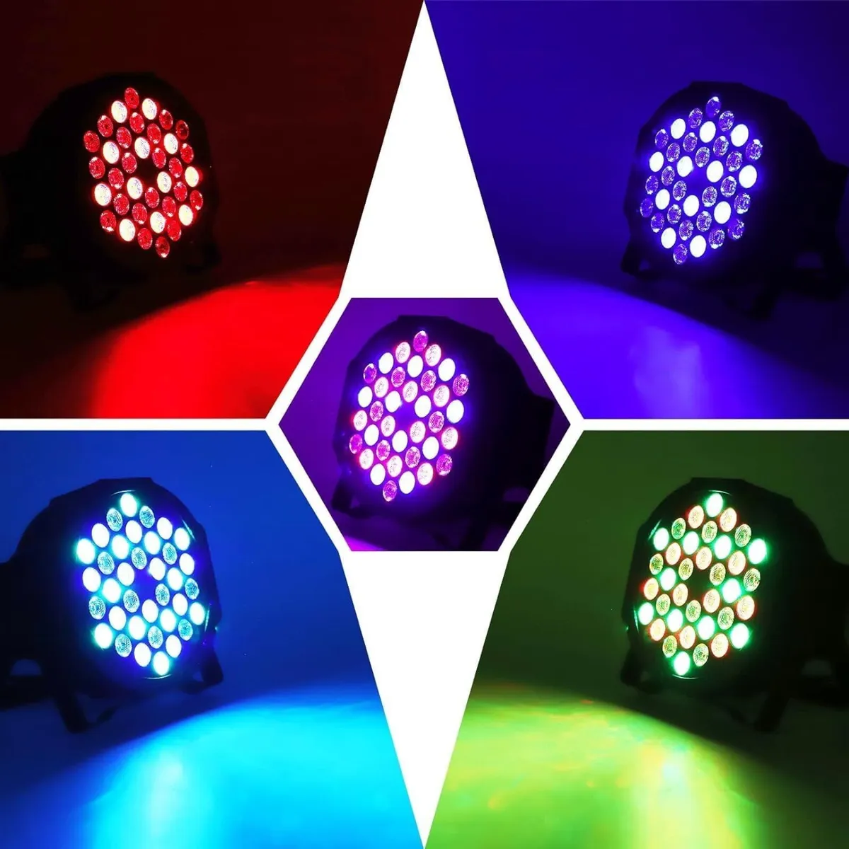 RGB 36 LED Stage Lights with Bag 72W (4 Pack) - Image 2