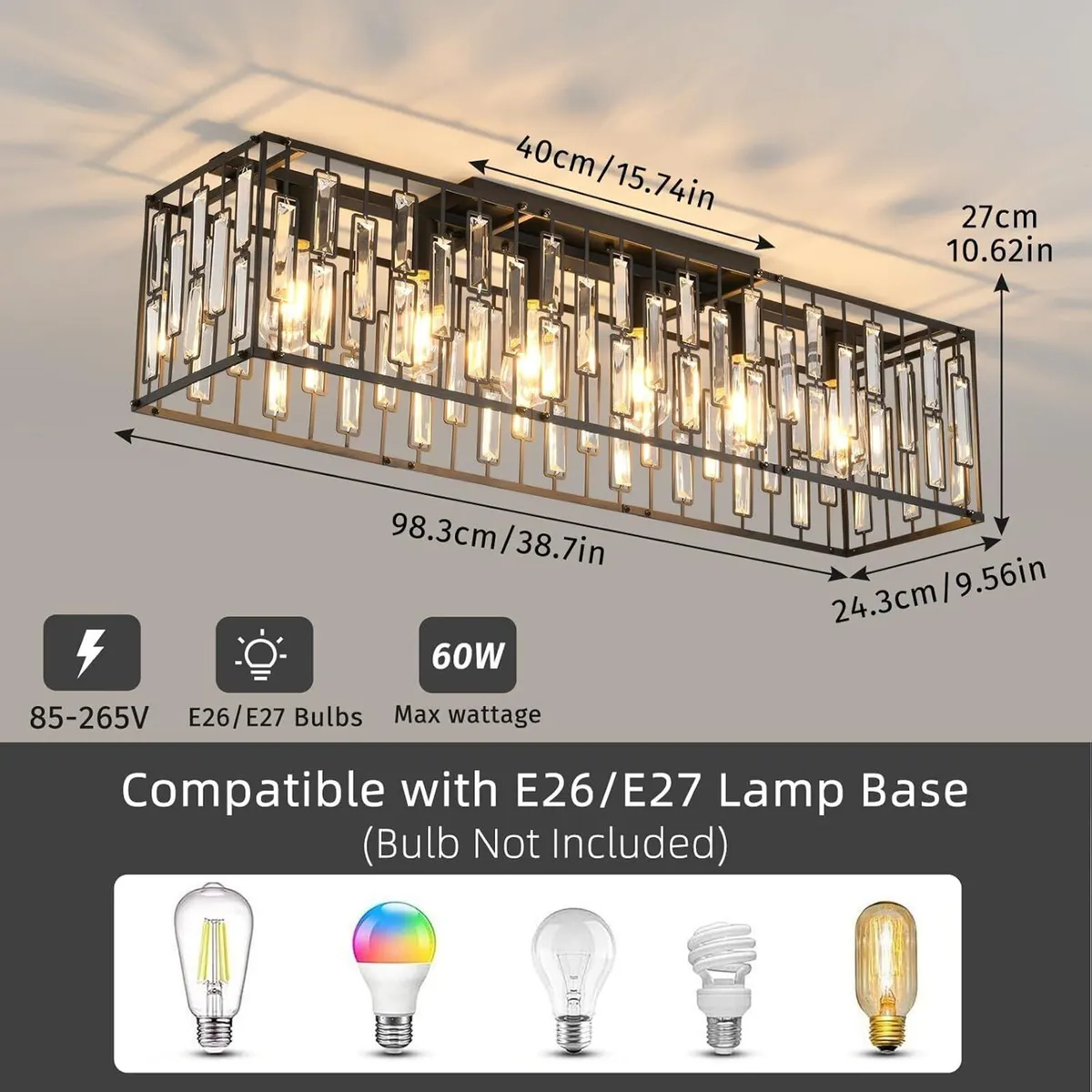 Modern Crystal Ceiling Light 6 Chandelier Lights - Image 3