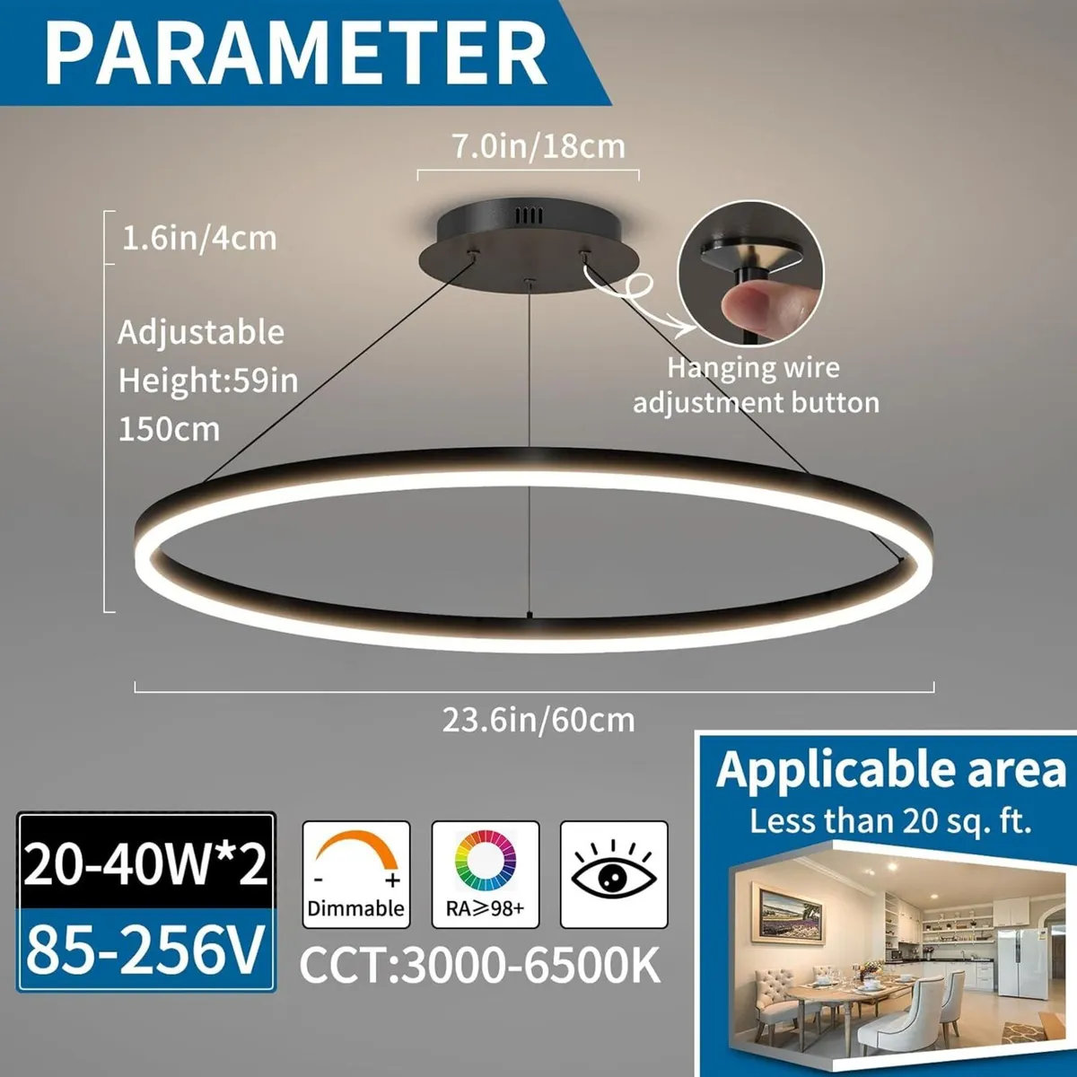 Round Pendant Light Dimmable Breakfast Island - Image 2