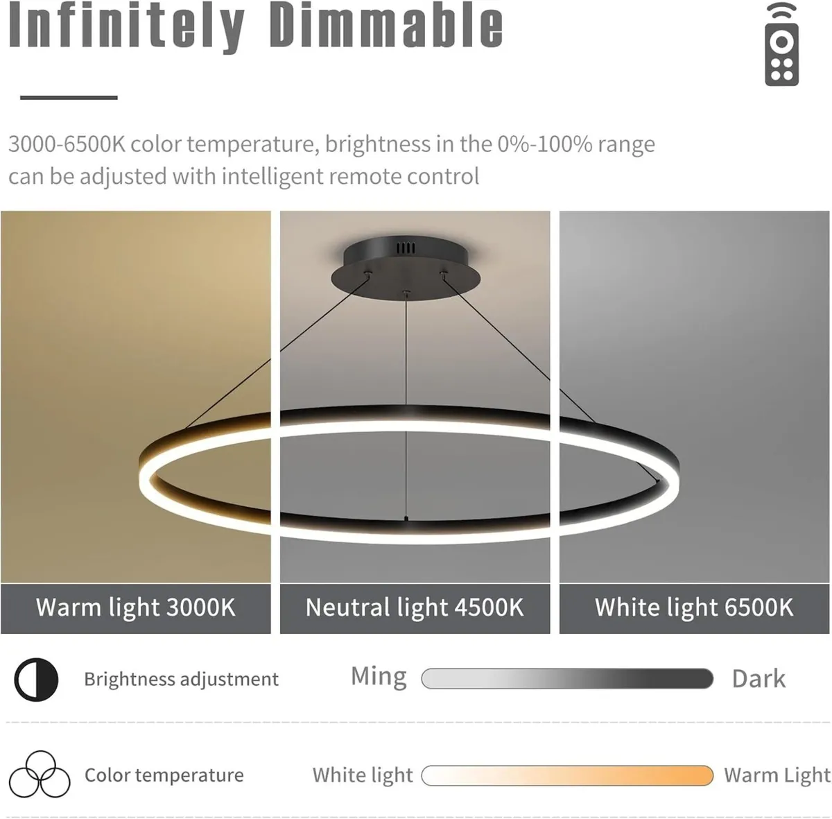 Round Pendant Light Dimmable Breakfast Island - Image 4