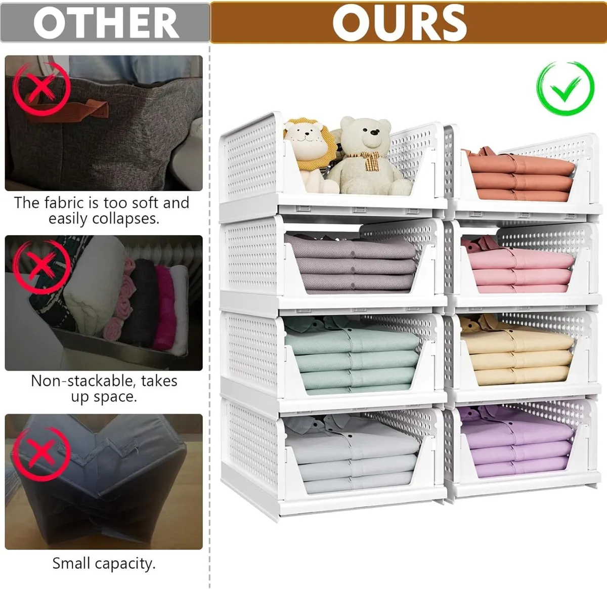 Folding Stackable Closet Storage Space-Saving - Image 3