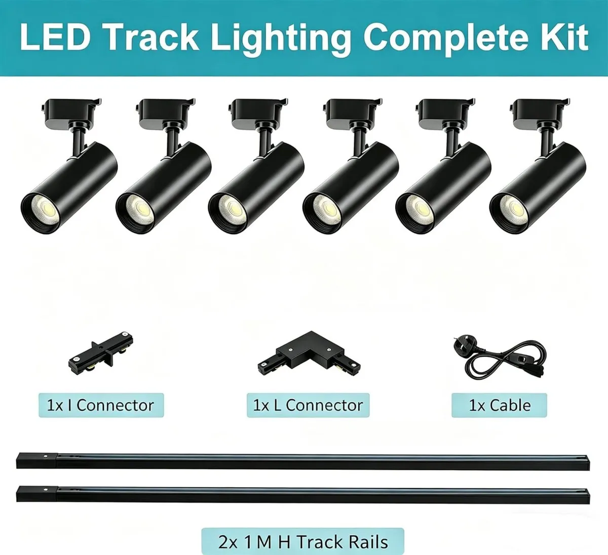 Brightened Track Lighting Heads and Rails Kit 20W - Image 2