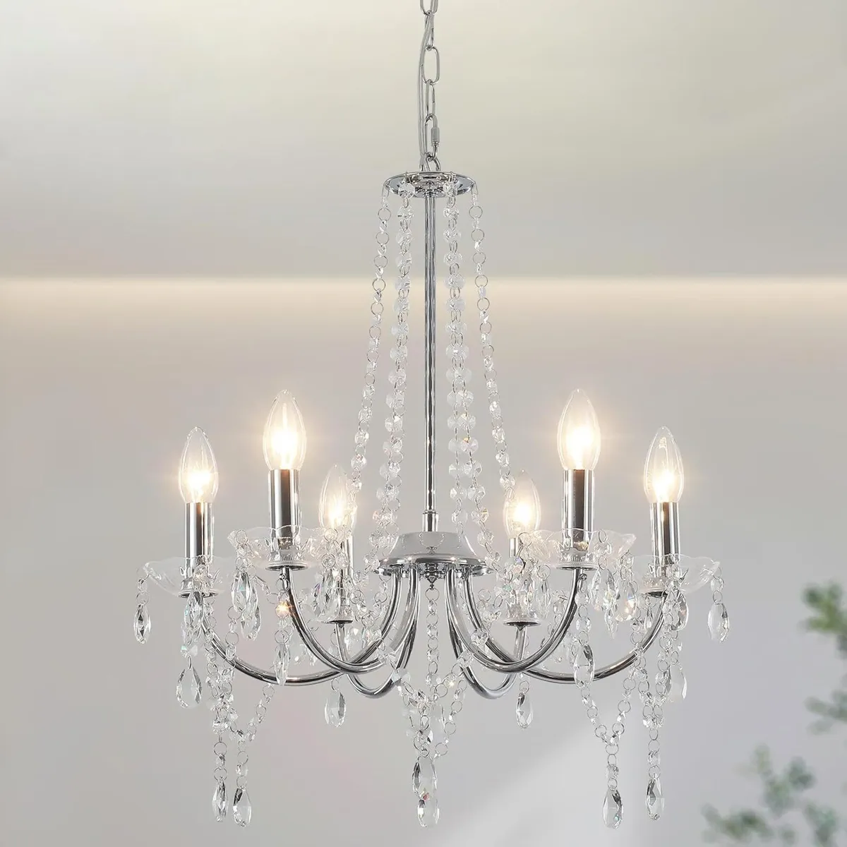 Crystal Chandelier 6 Lights Chandeliers Ceiling - Image 1