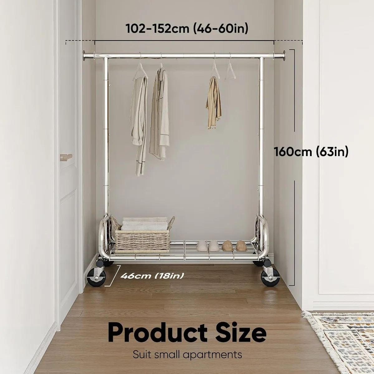 Heavy Duty Clothes Rail 136KG Capacity Extendable - Image 2