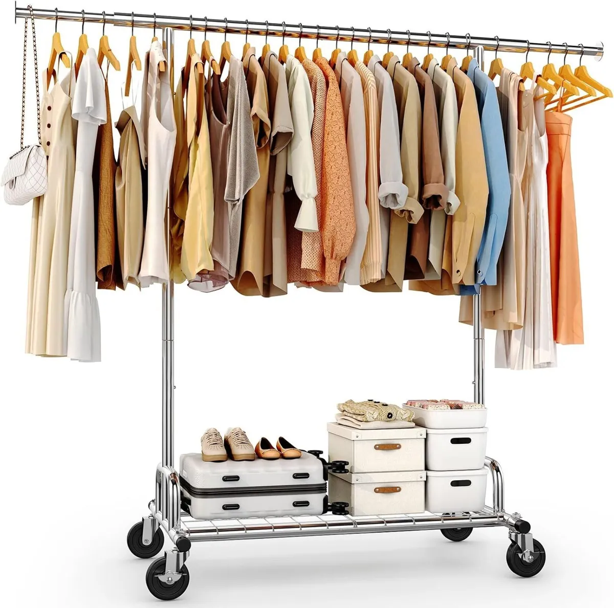 Heavy Duty Clothes Rail 136KG Capacity Extendable - Image 1