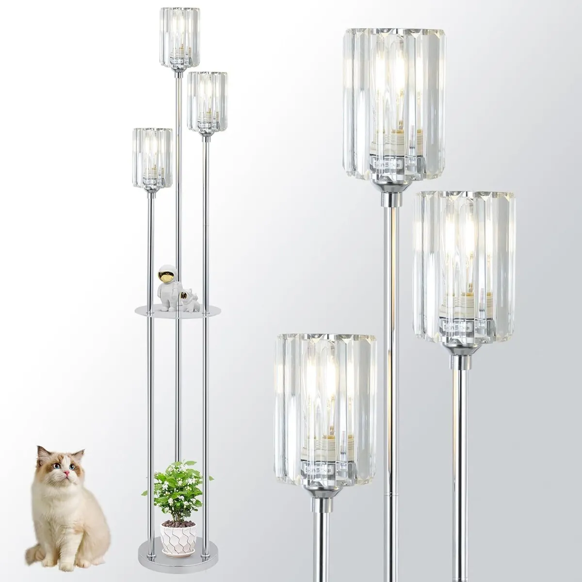 Modern Floor Lamp with Shelves 3-Lights Lamps - Image 1