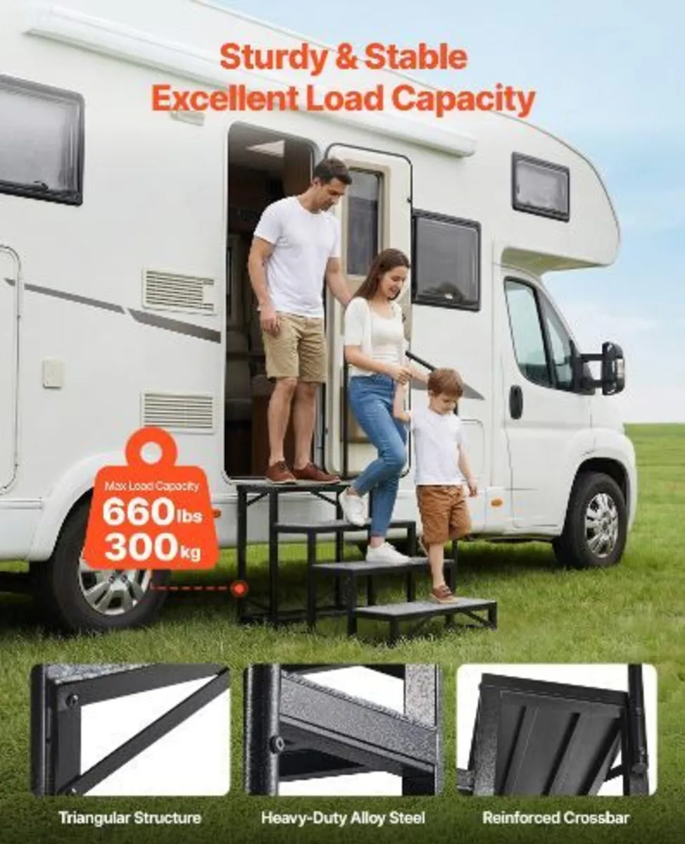 RV Steps with Handrail, 4 Steps, 300 kg Load - Image 1
