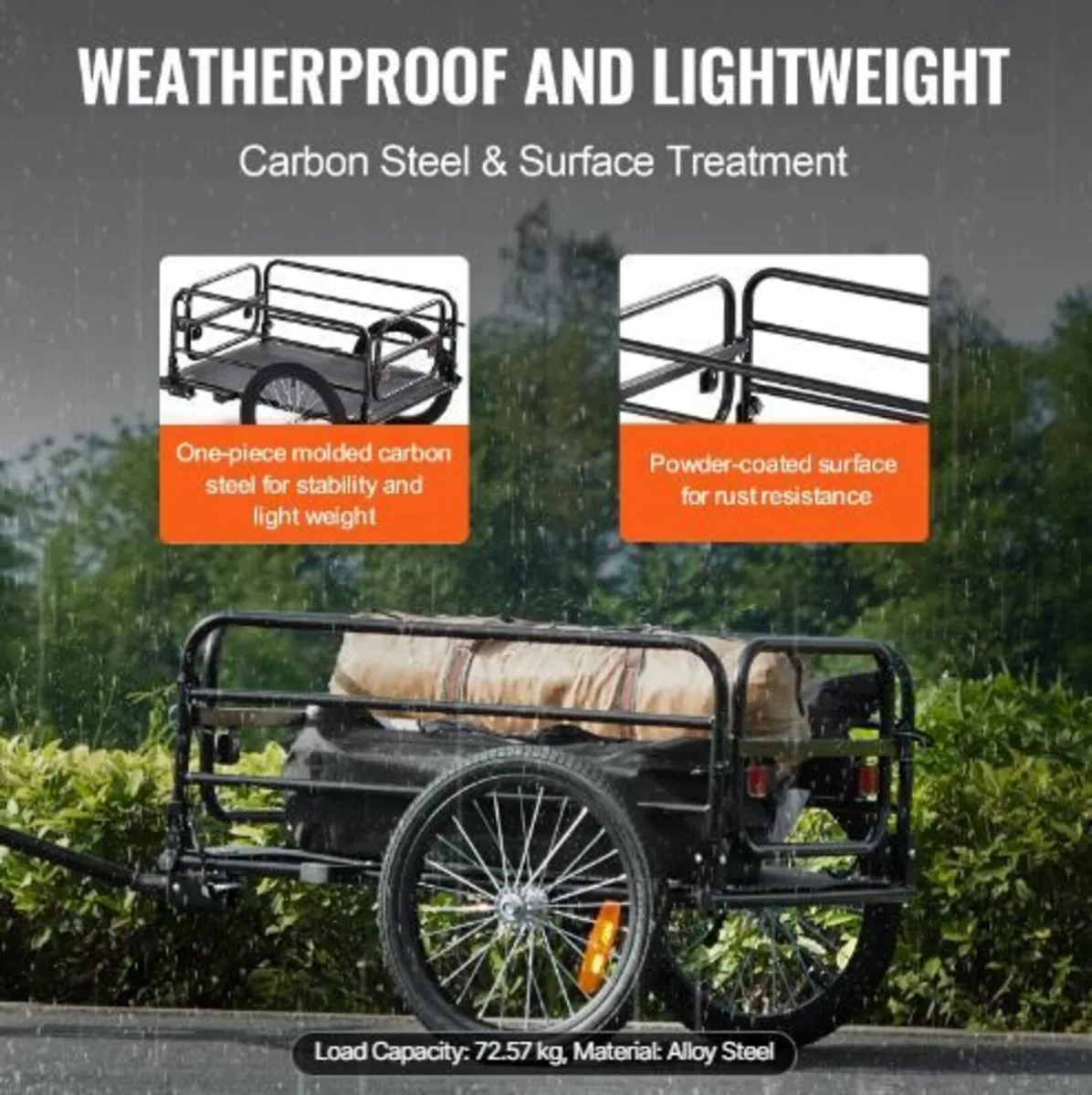 Bike Cargo Trailer, 72.5 kg Load Capacity - Image 3