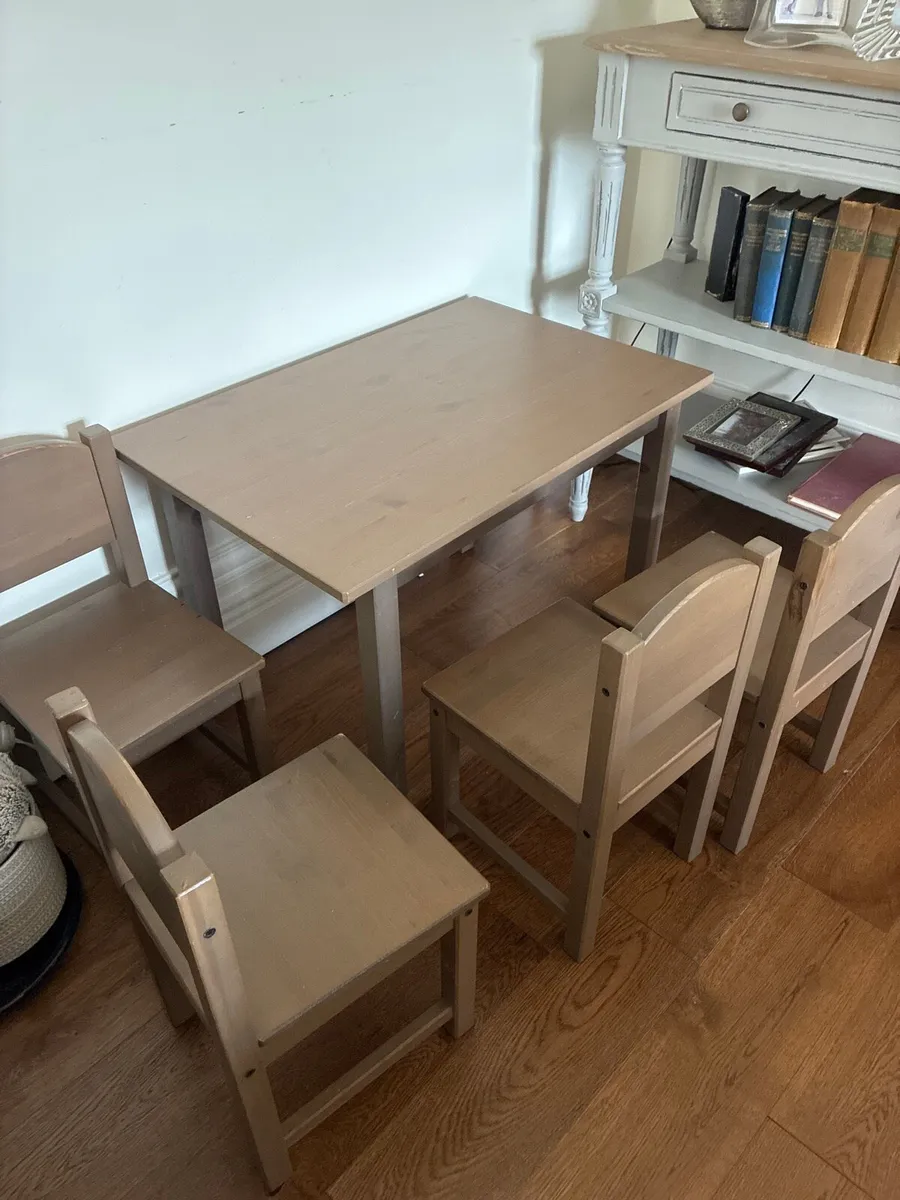 IKEA kids wooden table and 4 chairs - Image 2