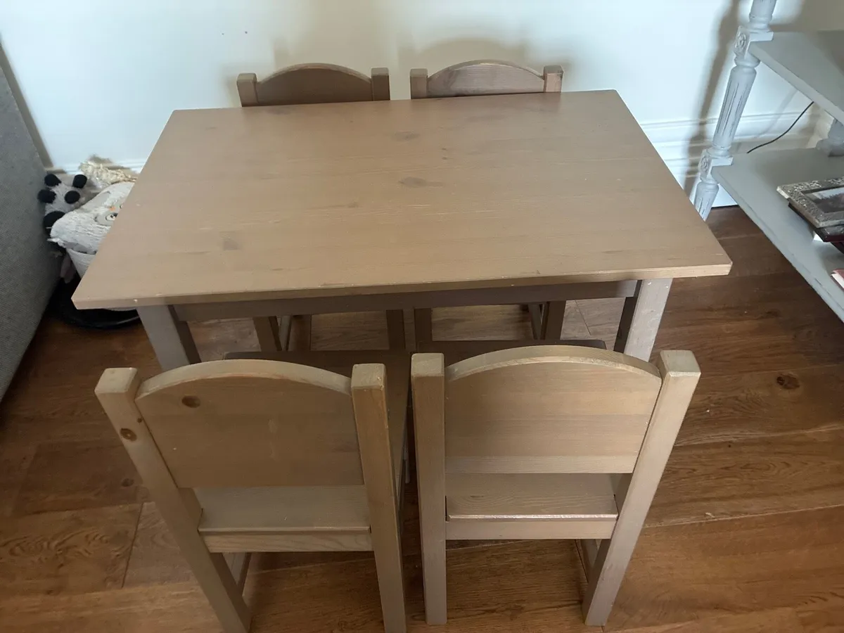 IKEA kids wooden table and 4 chairs - Image 1