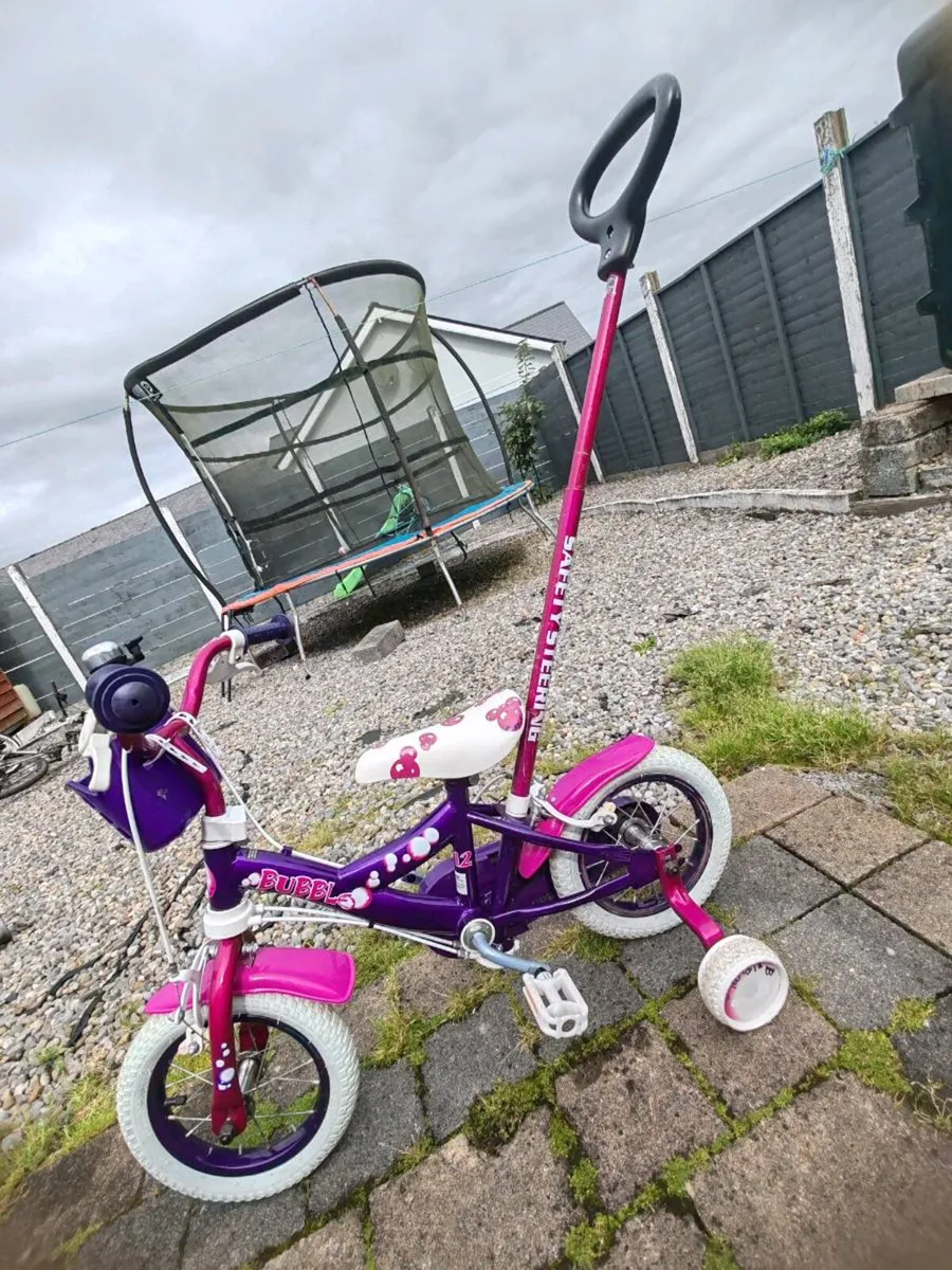 Kids 12" Bubbles Bike/ Parent Push Handle & Stblz - Image 2
