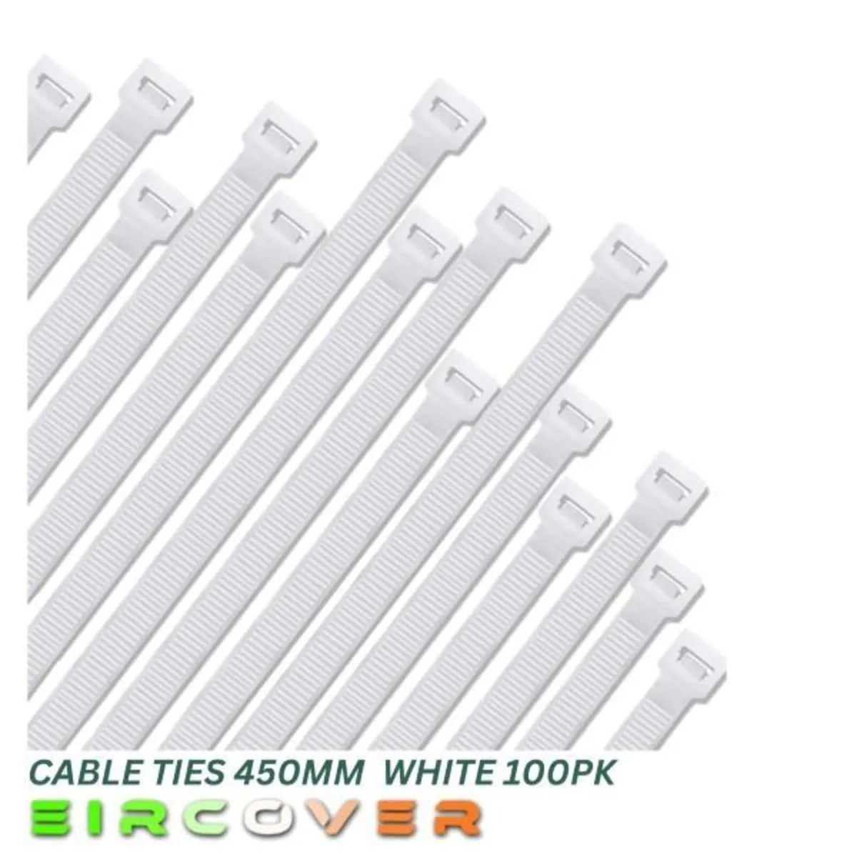 Heavy Duty White Cable Ties 450mm  White 100pk - Image 1