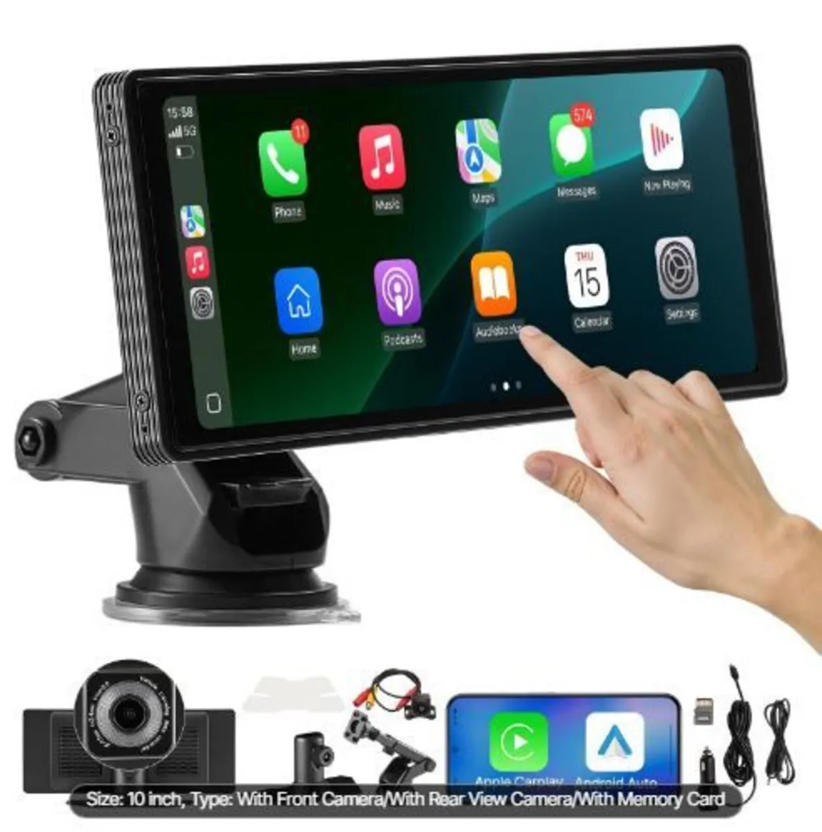 Wireless Car Stereo, 254 mm HD Portable - Image 1