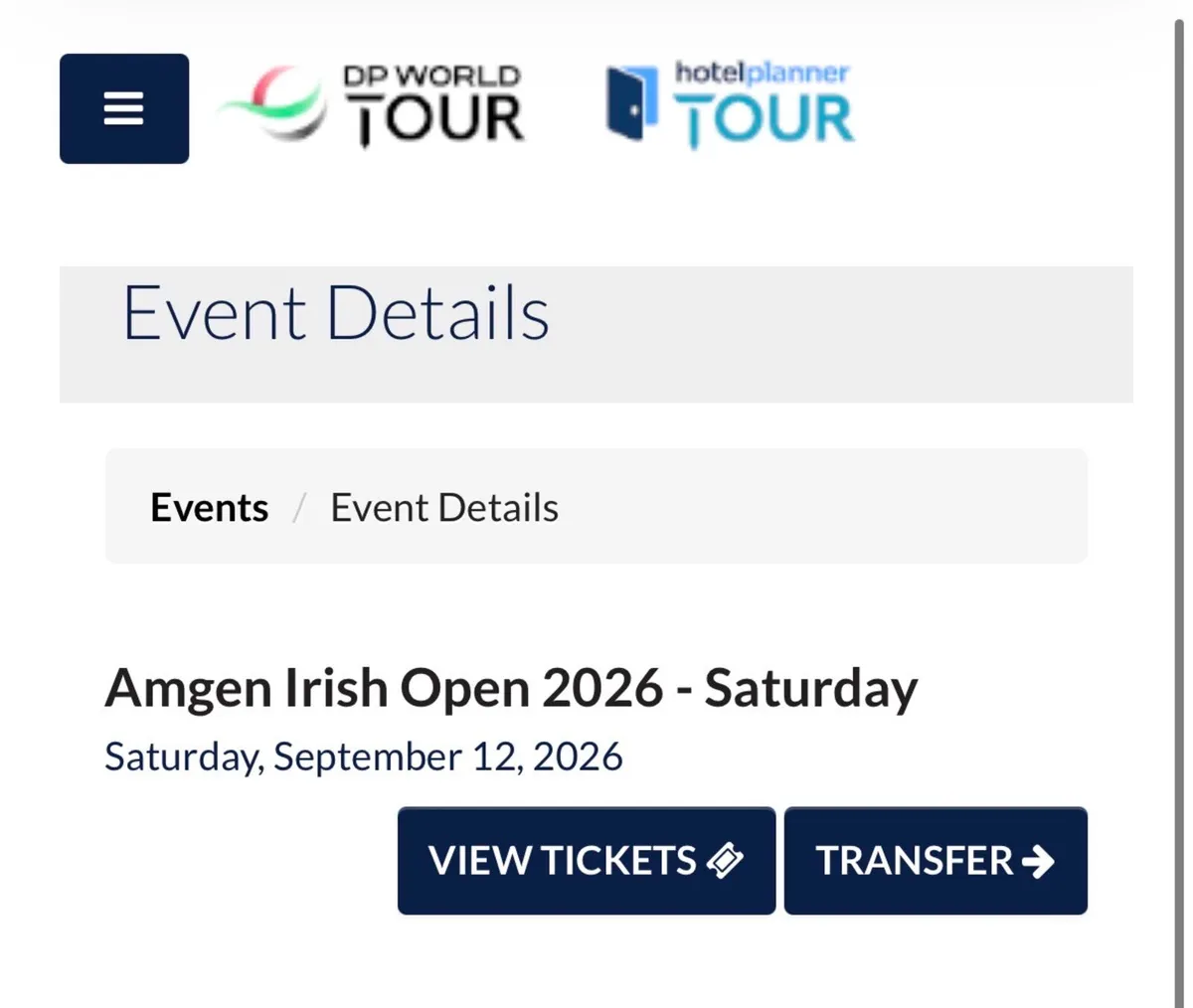 Irish Open Tickets - Sat 12th Sept 26