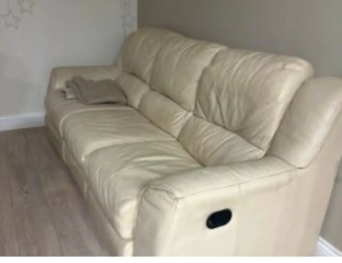 Cream leather recliner sofa x 2