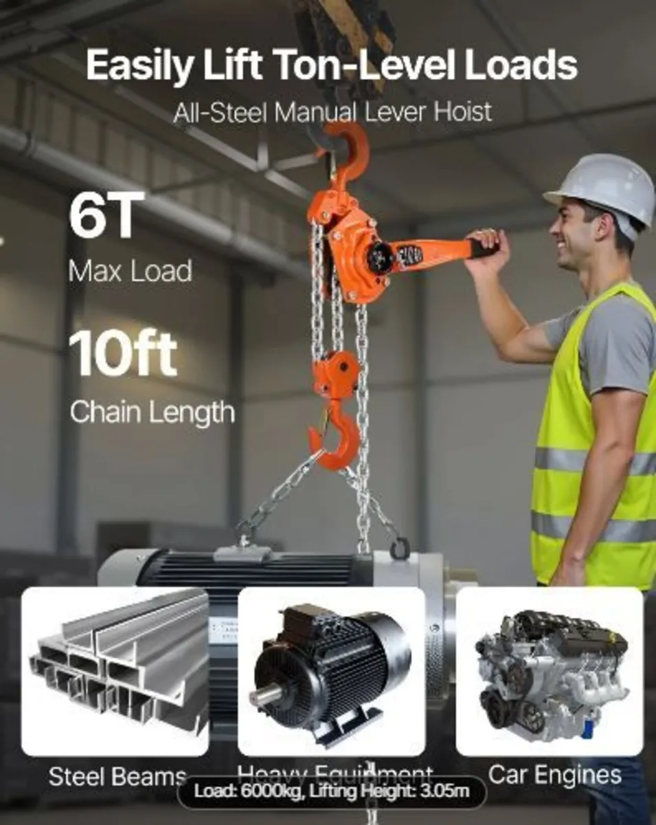 Manual Lever Chain Hoist, 6T 6000KG Capacity - Image 2