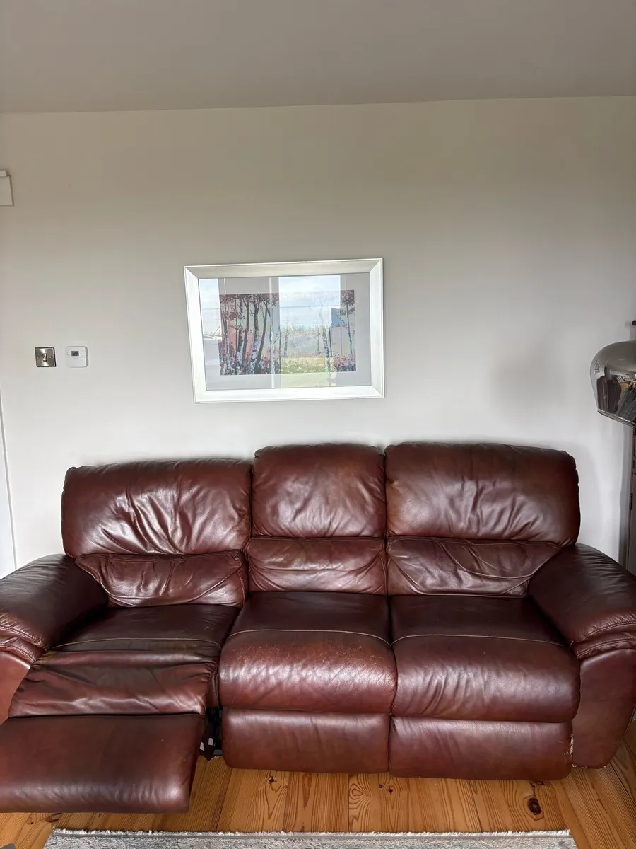 Leather Electric Reclining Sofa, Armchair & Pouffe - Image 3