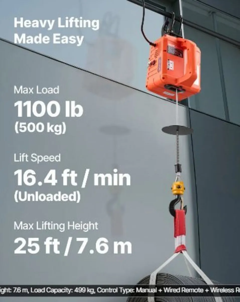 3-in-1 Electric Hoist Winch, 500 kg Capacity - Image 3